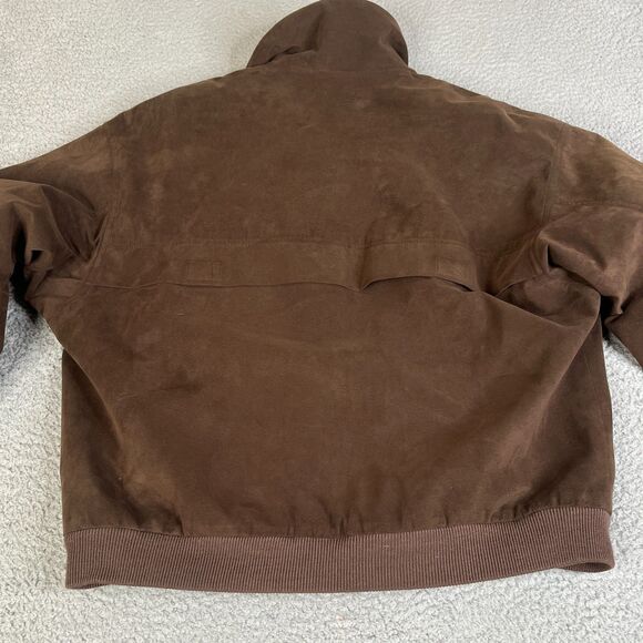 Bogner Bomber Jacket Mens 36 Brown Faux Suede Vegan Quilted Lined Full Zip Snap - Picture 2 of 16